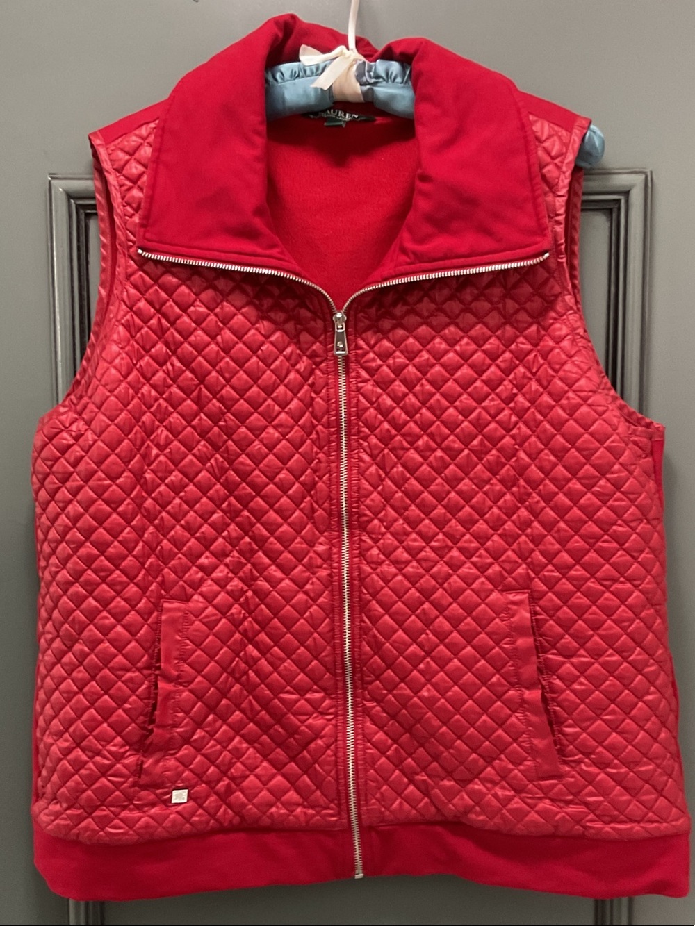 Lauren Ralph Lauren Women’s Quilted Red Front-zip athleisure casual vest